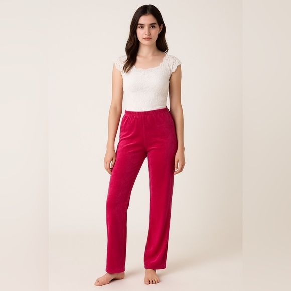 La Perla Pants - La Perla Vintage Hot Pink Velor Joelle Pants Size Small EUC